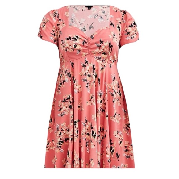 TORRID Pink Floral Fit & Flare Challis Dress Size 14 New With Tags - Picture 3 of 6